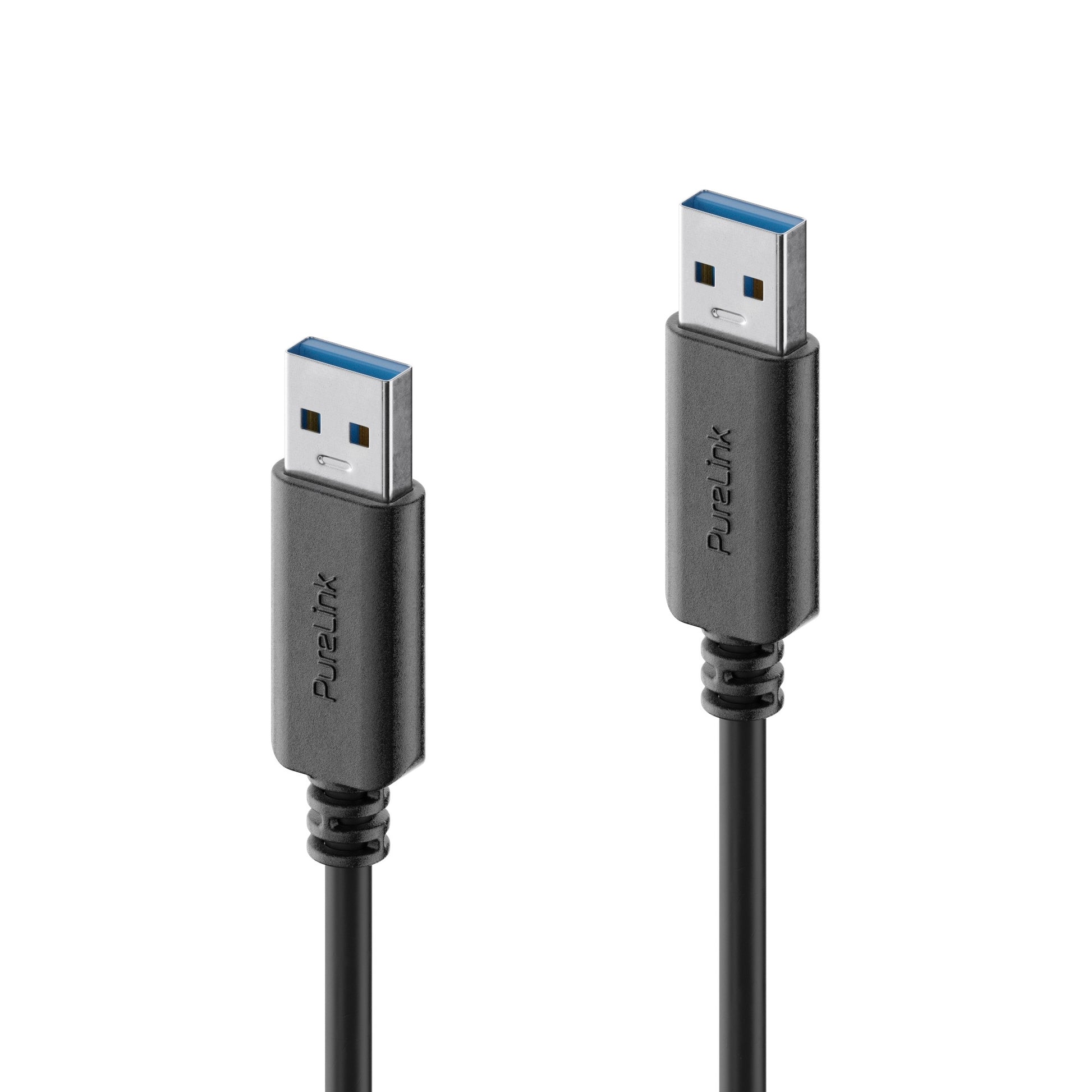 PureLink USB-A auf USB-A Kabel – USB 3.2 Gen 2 (10 Gbit/s) – 1 m – PD 15 W – Goldstecker – Schwarz