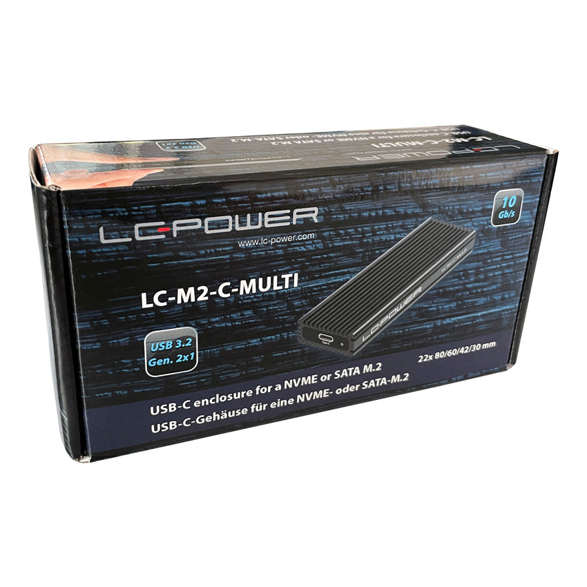 LC-Power LC-M2-C-MULTI – 1-Schacht M.2 SSD-Gehäuse – für M.2, PCIe/SATA