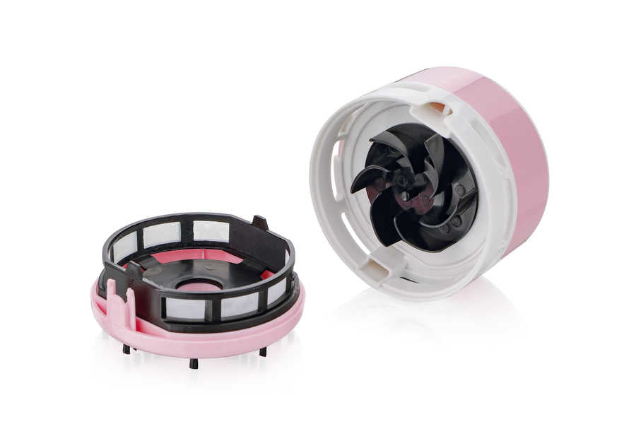 Peach Mini-Tischstaubsauger PA105 – Akku (2× AA), 80 mm × 65 mm, rosa