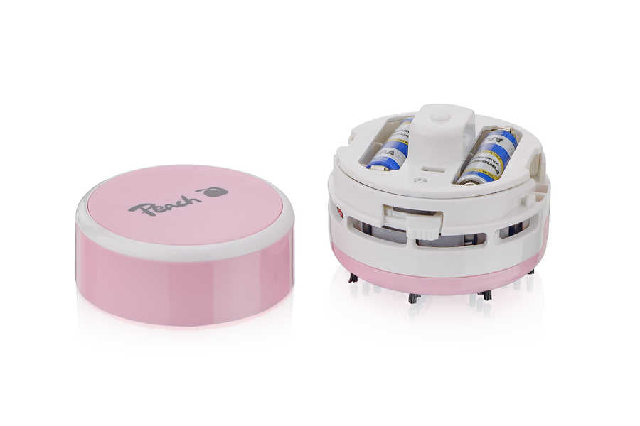 Peach Mini-Tischstaubsauger PA105 – Akku (2× AA), 80 mm × 65 mm, rosa