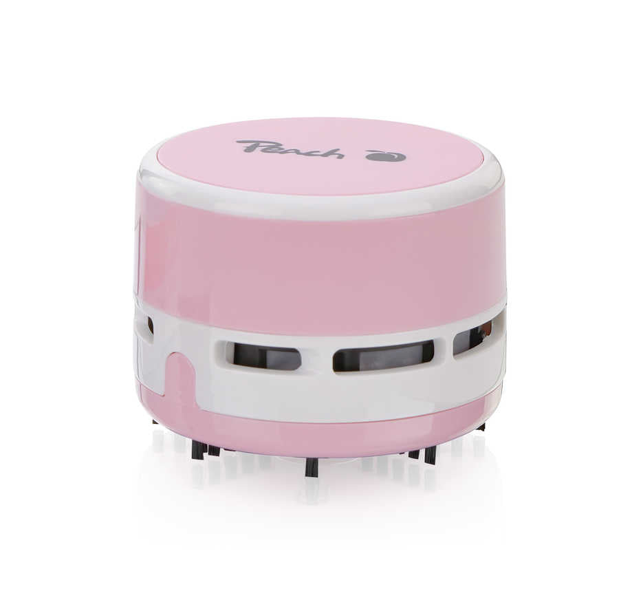 Peach Mini-Tischstaubsauger PA105 – Akku (2× AA), 80 mm × 65 mm, rosa