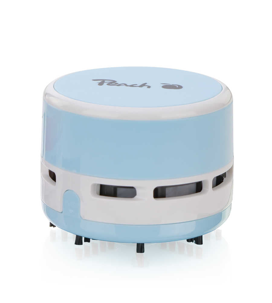 Peach Mini-Tischstaubsauger PA105 – Akku (2× AA), Ø 80 mm × 65 mm