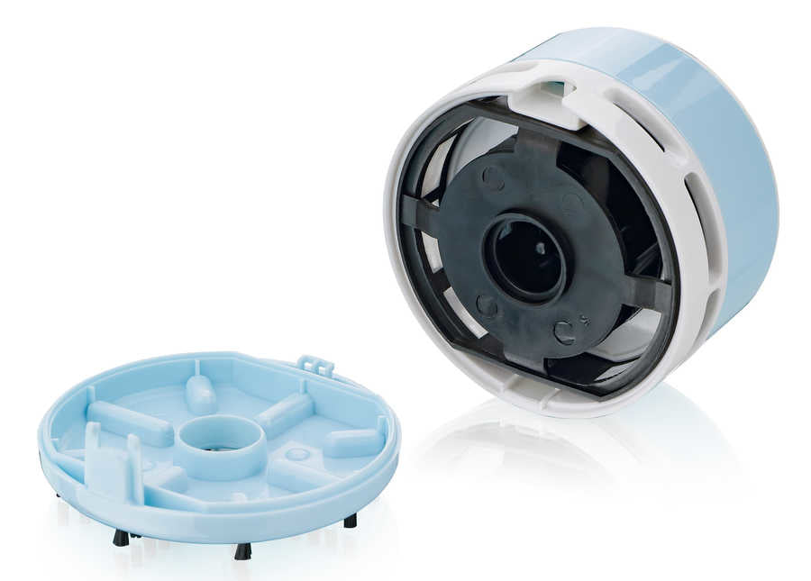 Peach Mini-Tischstaubsauger PA105 – Akku (2× AA), Ø 80 mm × 65 mm