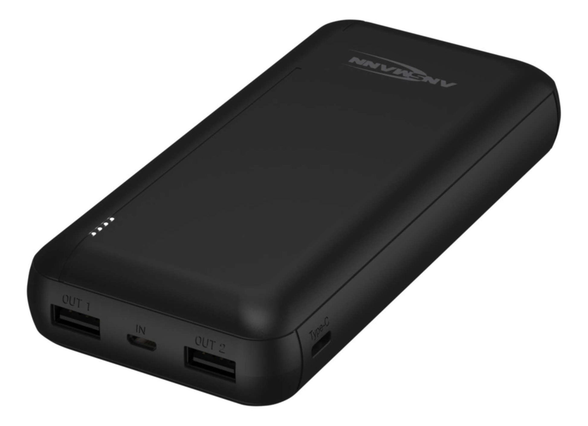 Ansmann Powerbank 20000 mAh, PD 20 W, 2× USB-A, für Smartphones, Tablets, Schwarz