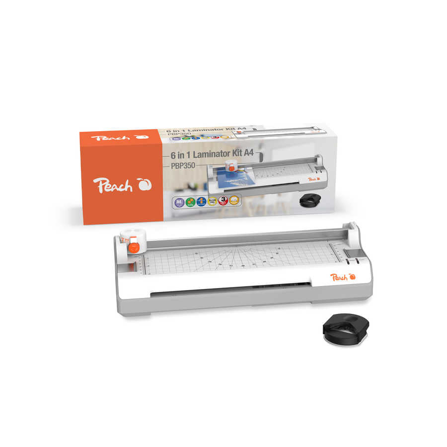 Peach PBP350 Laminiergerät A4 – Kalt-/Heisslaminator, bis 125 µm, 2 Rollen, 250 mm/min, weiss