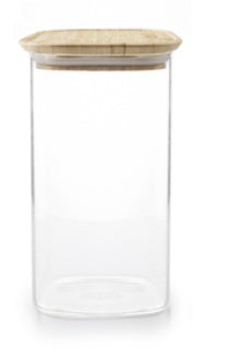 Ibili Vorratsdose 1,5 l, Ø 11 × 19 cm, Glas/Bambus, Transparent