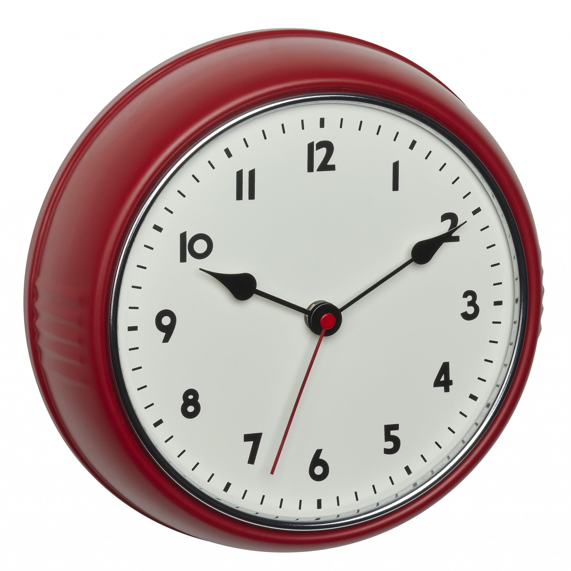 TFA-Dostmann TFA Dostmann Wanduhr – Funk, Analog, Ø 24 cm, Rot, Metall/Glas