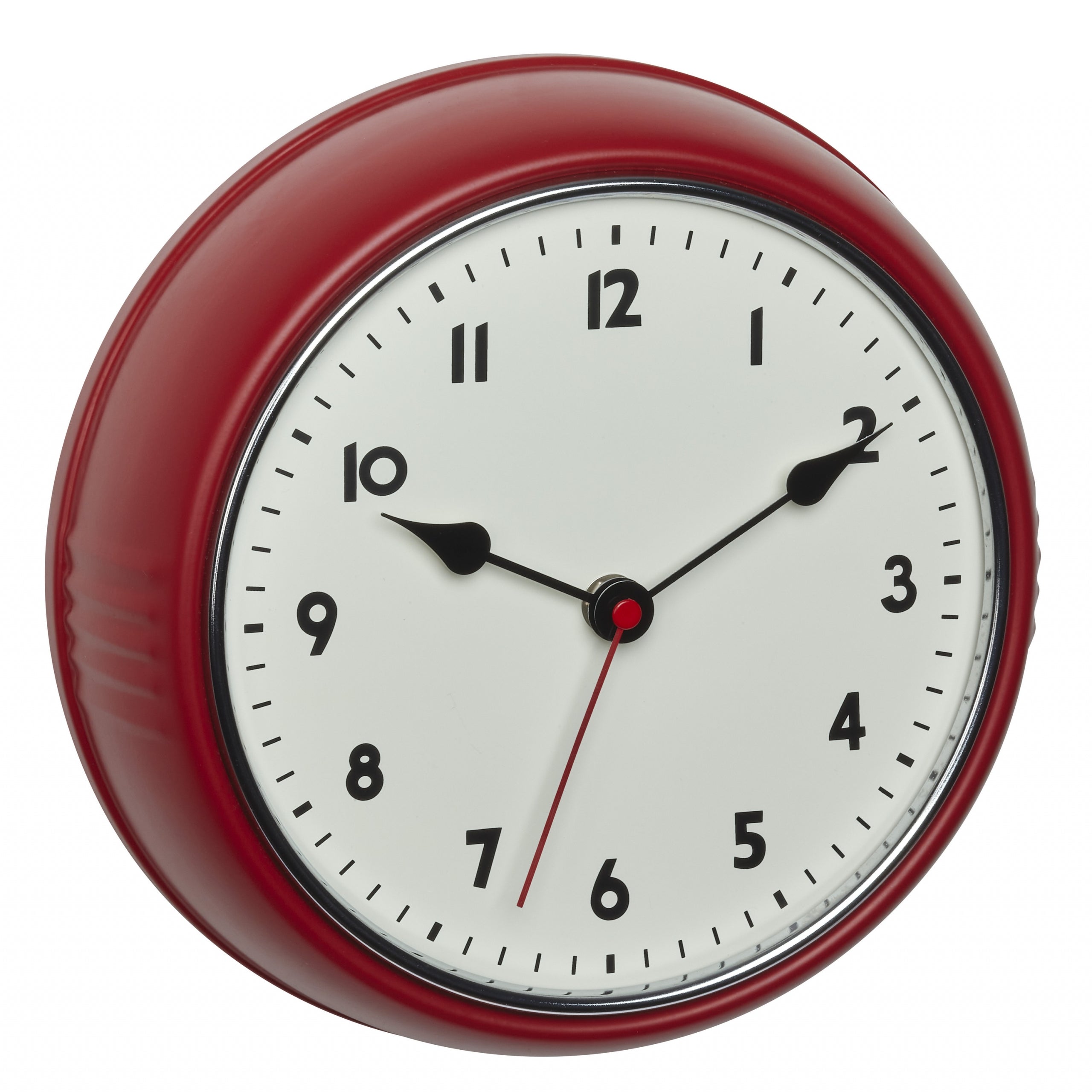 TFA-Dostmann TFA Dostmann Wanduhr – Funk, Analog, Ø 24 cm, Rot, Metall/Glas