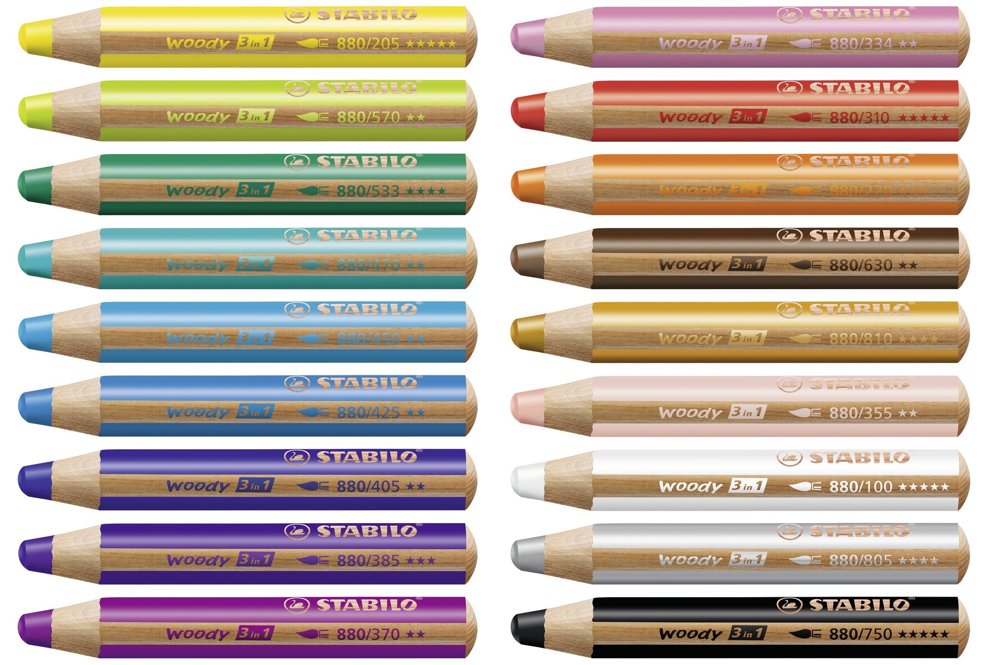 STABILO 3-in-1 Farbstifte Arty – 18 Farben, mit Spitzer und Pinsel, Ø 4,2 mm, PEFC