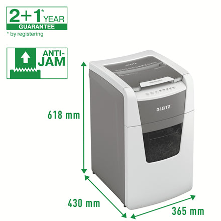Leitz IQ AutoFeed 150 – Aktenvernichter mit Autofeed 150 Blatt, DIN P-4, Partikelschnitt 4 × 30 mm, 44 l
