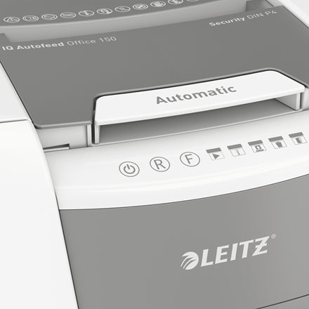 Leitz IQ AutoFeed 150 – Aktenvernichter mit Autofeed 150 Blatt, DIN P-4, Partikelschnitt 4 × 30 mm, 44 l