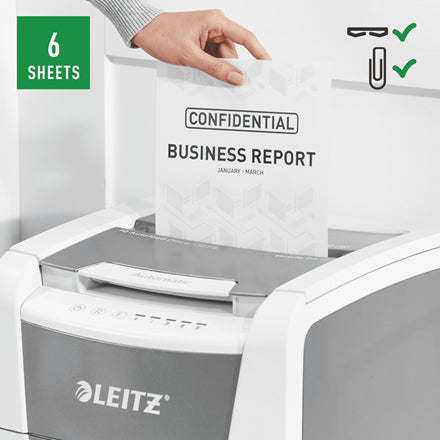 Leitz IQ AutoFeed OfficePro – Aktenvernichter mit Autofeed 150 Blatt, DIN P-5, Mikroschnitt 2 × 15 mm, 44 l