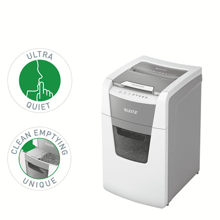 Leitz IQ AutoFeed OfficePro – Aktenvernichter mit Autofeed 150 Blatt, DIN P-5, Mikroschnitt 2 × 15 mm, 44 l