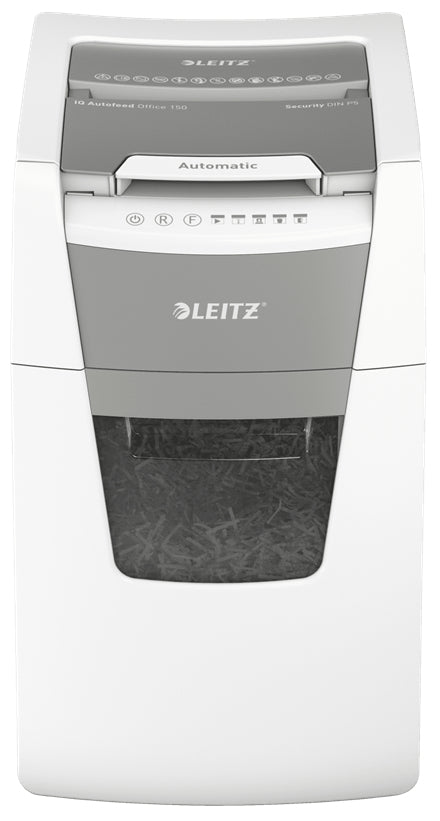 Leitz IQ AutoFeed OfficePro – Aktenvernichter mit Autofeed 150 Blatt, DIN P-5, Mikroschnitt 2 × 15 mm, 44 l