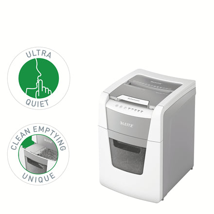 Leitz Aktenvernichter mit Autofeed 100 Blatt, DIN P-4, Partikelschnitt 4 × 30 mm, 8 Blatt, 34 l
