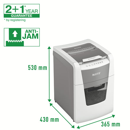 Leitz Aktenvernichter mit Autofeed 100 Blatt, DIN P-4, Partikelschnitt 4 × 30 mm, 8 Blatt, 34 l