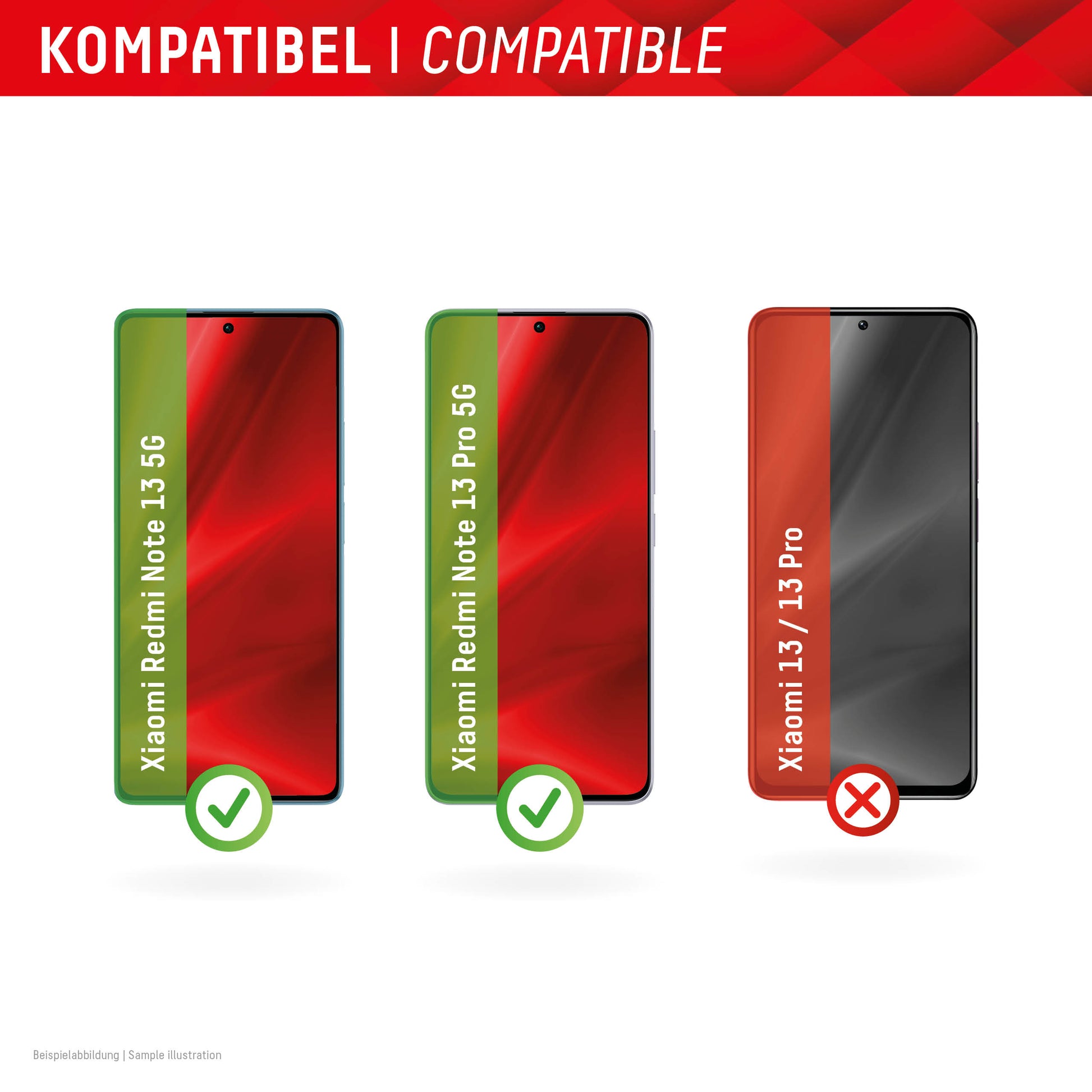 E.V.I. Displayschutz (Panzerglas), 10H – für Redmi Note 13/13 Pro 5G – mit Applikator