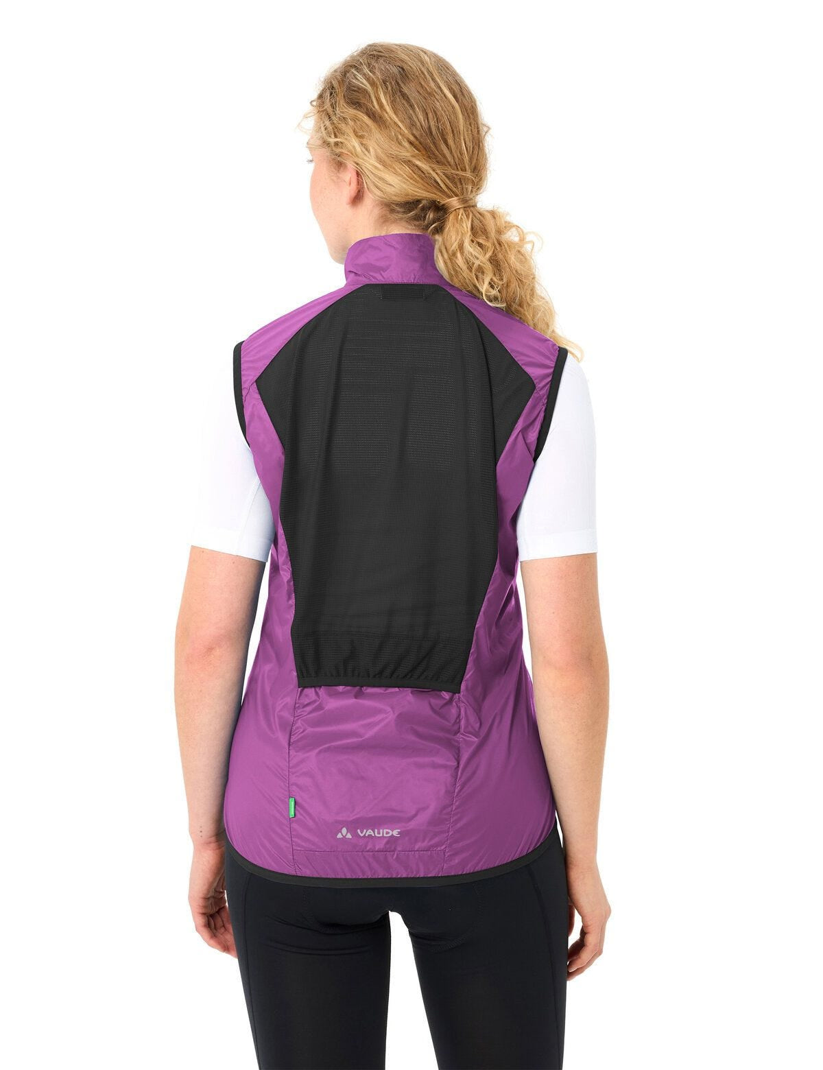 VAUDE Matera Veloweste – Grösse 44 – Magenta, Polyamid (recycelt), winddicht, atmungsaktiv, reflektierend