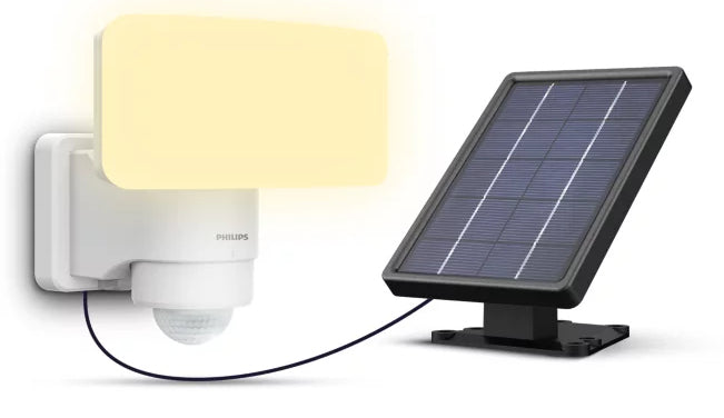 Philips Aussenwandleuchte – Warmweiss, 3000 K – IP44 – Solarbetrieb – mit Bewegungsmelder – Weiss, Kunststoff