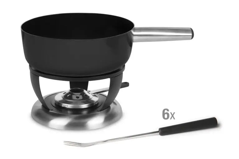 Stöckli Käsefondue-Set Bellavista Emotion 8-teilig, für 6 Personen – mit Pastenbrenner, Stahl, für Induktion