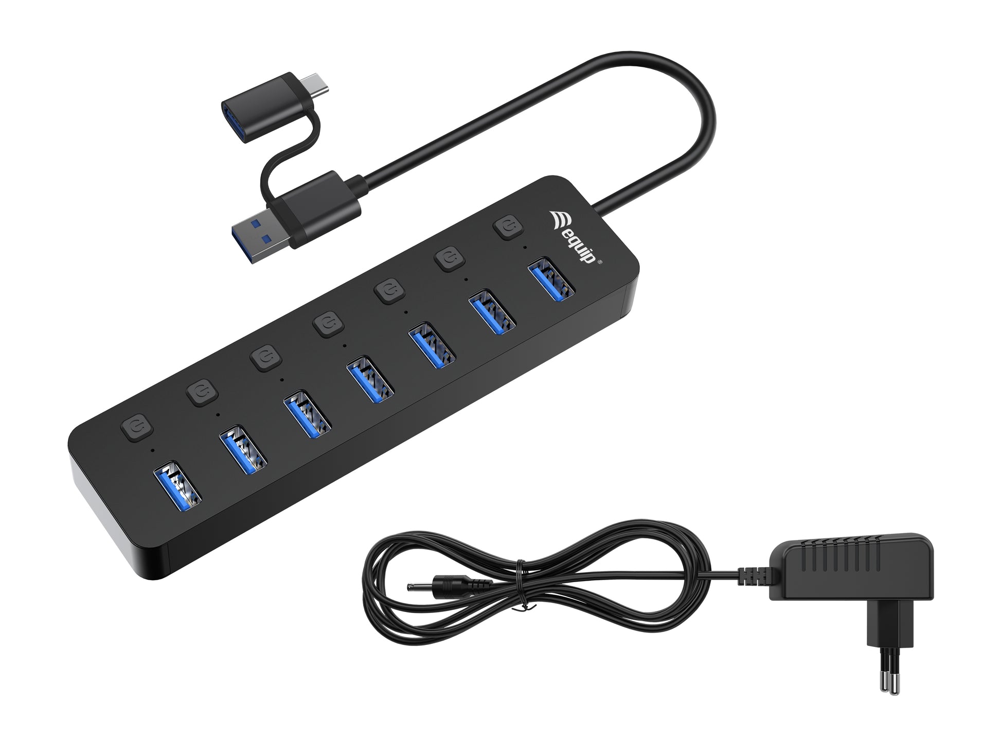 Equip USB-Hub – USB 3.2 Gen 1, 7× USB-A, für Windows/Mac