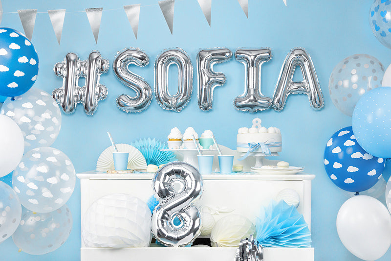 PartyDeco Folienballon Zahl 8 – Silber – 35 cm – Folie – 1 Stk