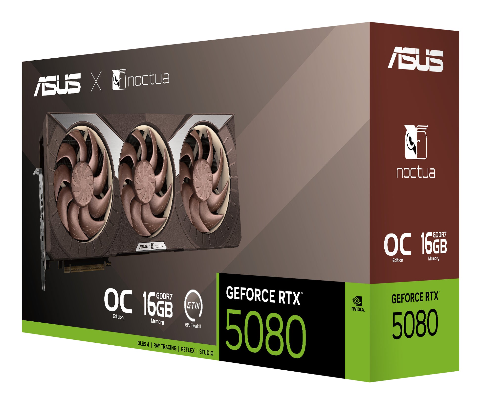 ASUS RTX5080-O16G-NOCTUA – PCIe Grafikkarte – 16 GB GDDR7, 3×DP, 2×HDMI, PCIe 5.0, 1×16-Pin