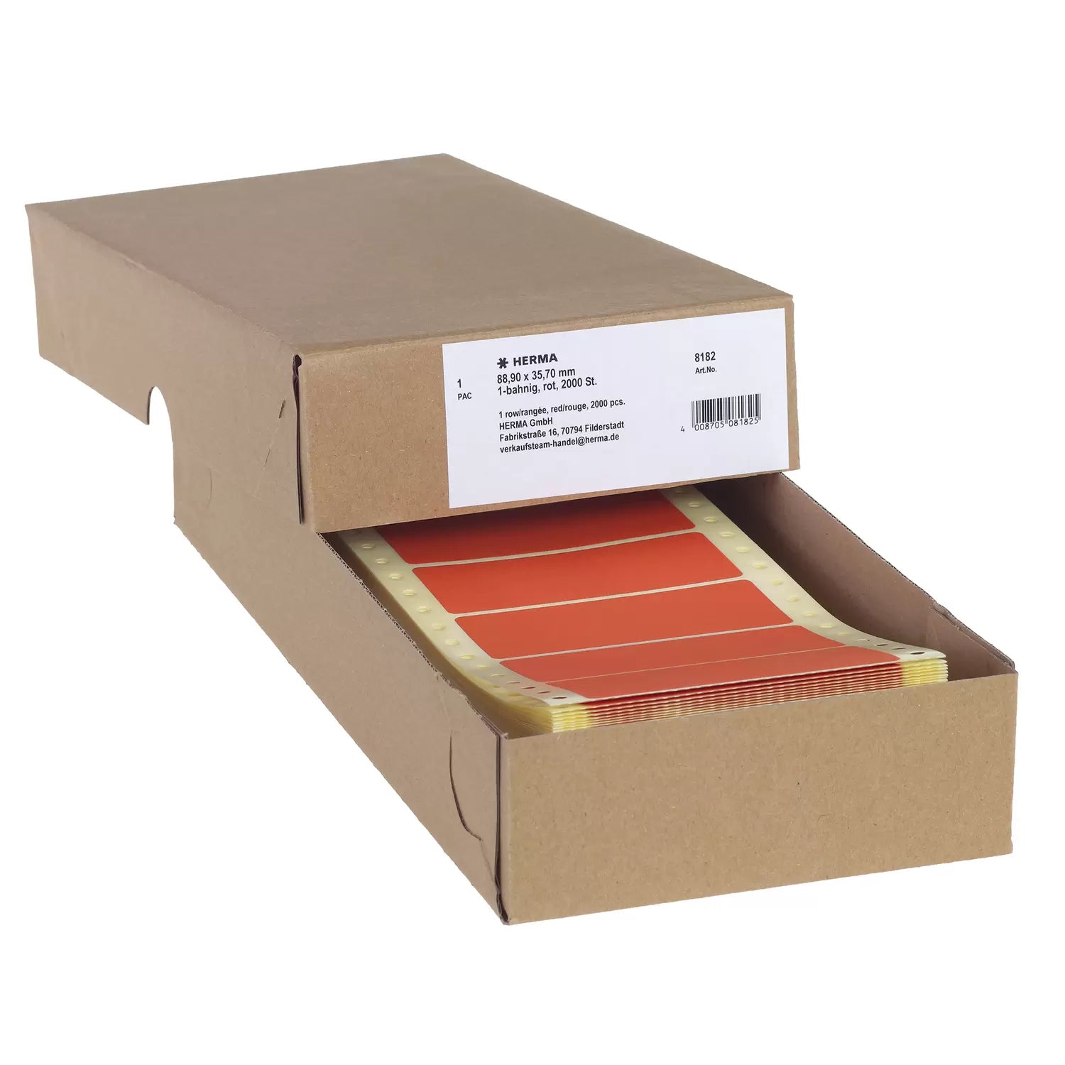 HERMA Computer-Etiketten, 89 mm × 36 mm, rot, Papier, permanent, 2000 Etiketten