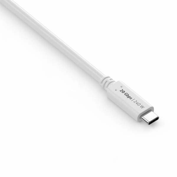 PureLink USB-C auf USB-C Kabel – USB4 20 Gbit/s – 1,5 m – PD 240 W – Goldstecker – Weiss