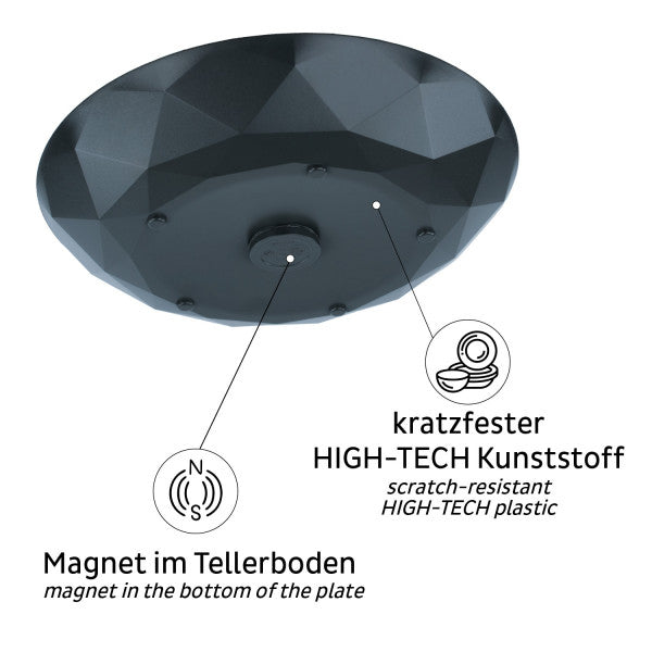 Silwy Frühstücksteller S0TE-1409-2-A – 2er Set, Ø 24,0 cm, H 3,7 cm, Kunststoff, Schwarz, stapelbar