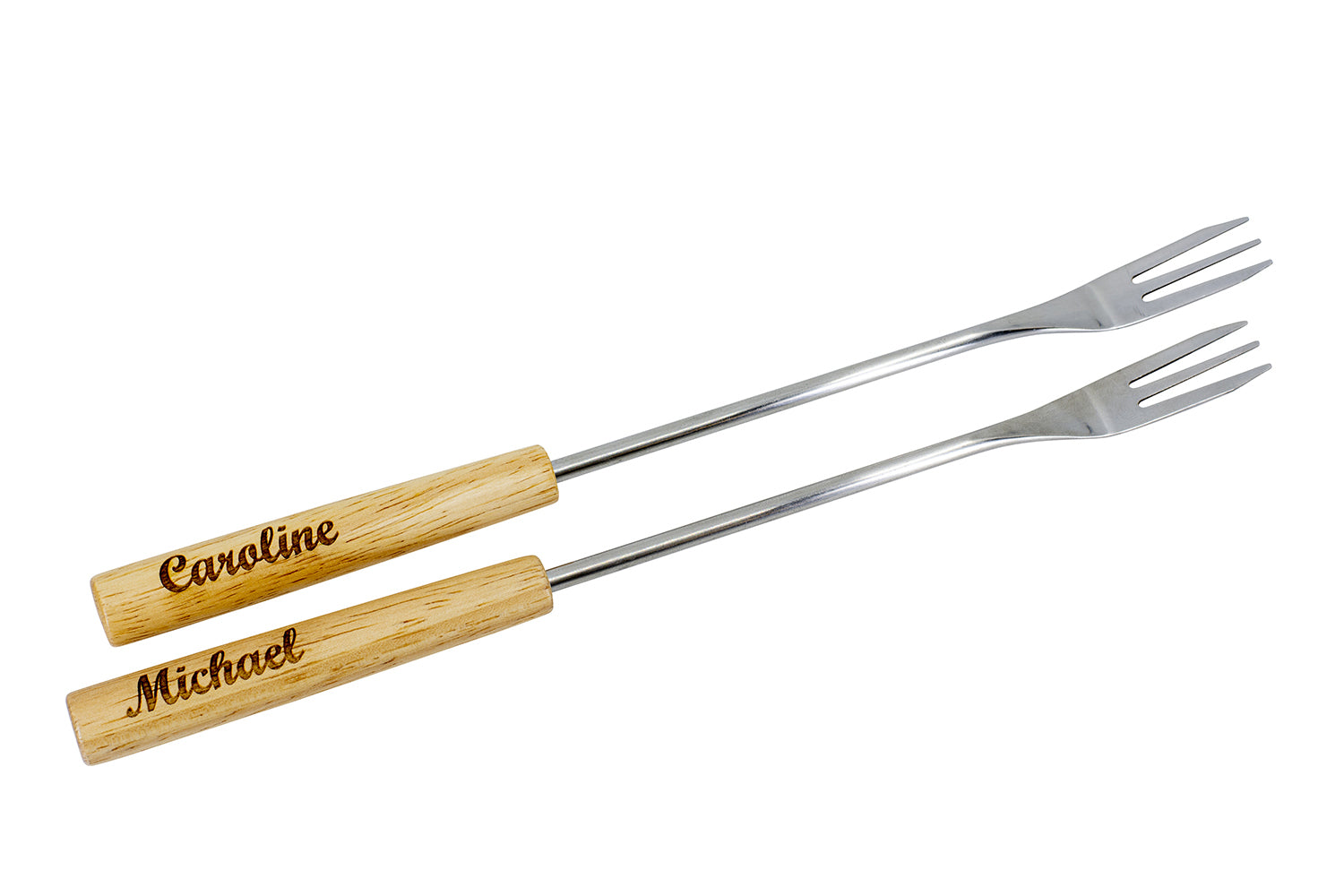 Kadastar Fonduegabeln – 6er-Set, Edelstahl, Holzgriff, Hellbraun, FSC, für Käsefondue
