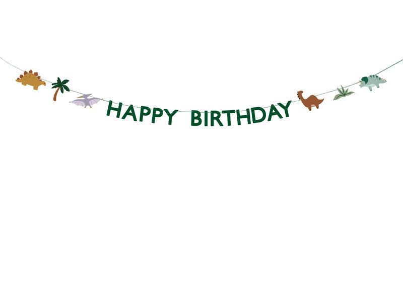 PartyDeco Girlande Happy Birthday Dino – mehrfarbig – 450 × 10 cm – Papier – 1 Stk