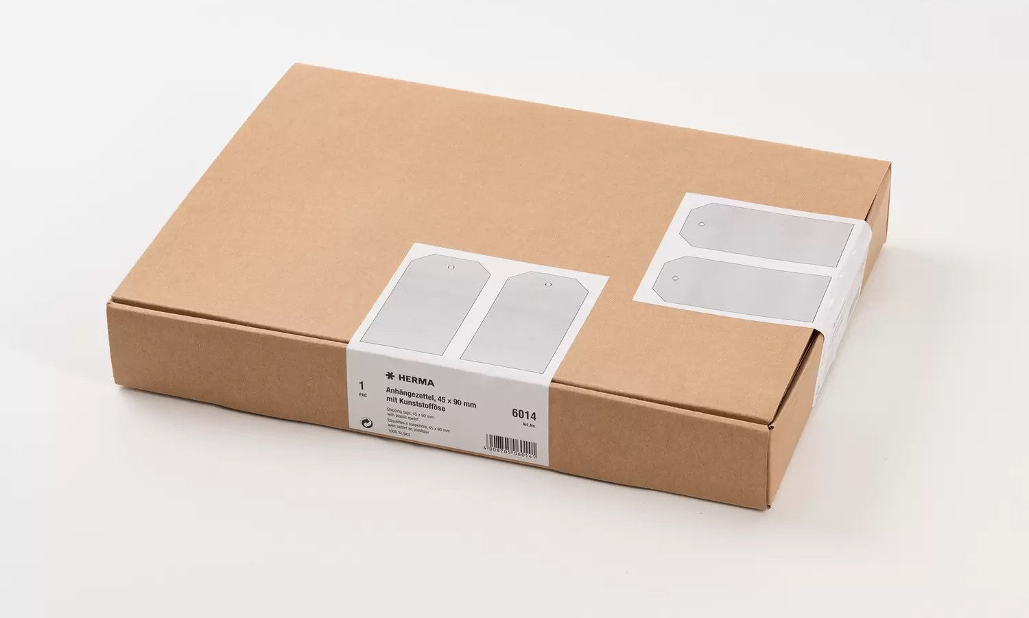 HERMA Anhängeetiketten – 45 × 90 mm, Karton, braun, mit Kunststofföse, 1'000 Stk.