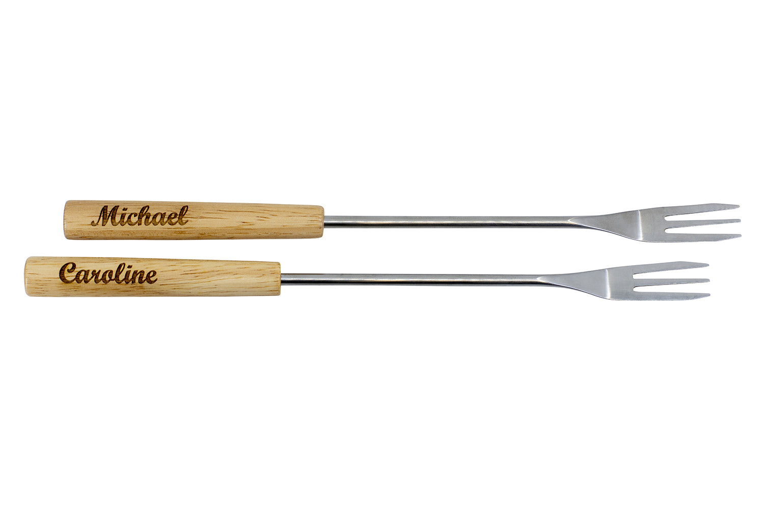 Kadastar Fonduegabeln – 6er-Set, Edelstahl, Holzgriff, Hellbraun, FSC, für Käsefondue