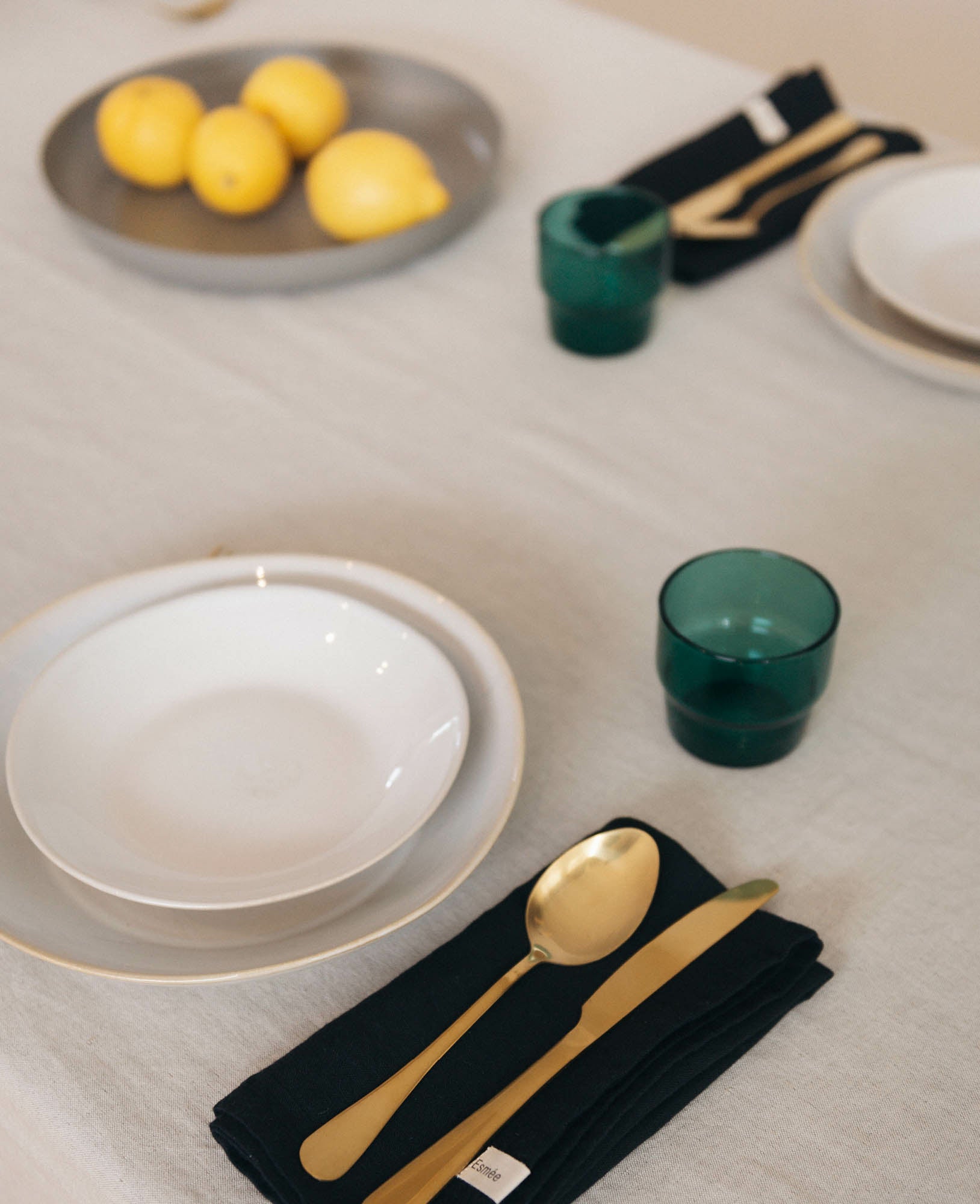 Esmée Stoffserviette – Schwarz – 45 × 45 cm, Baumwolle/Leinen – 1-er-Set