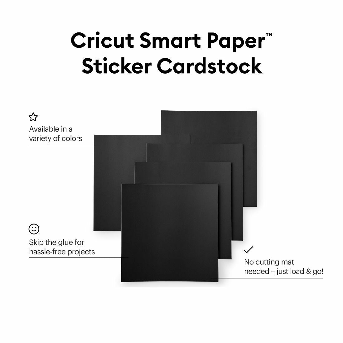 Cricut Stickerpapier – für Cricut Maker 3 und Explore 3 – 330 × 330 mm – 210 g/m² – schwarz – 10 Stk.