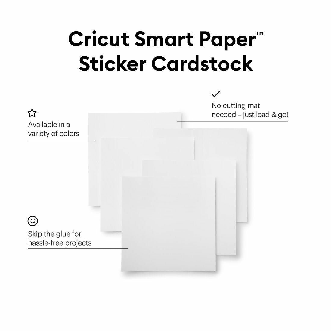 Cricut Stickerpapier, Smart Paper – für Cricut Maker 3, Explore 3 – 330 × 330 mm – 210 g/m² – weiss