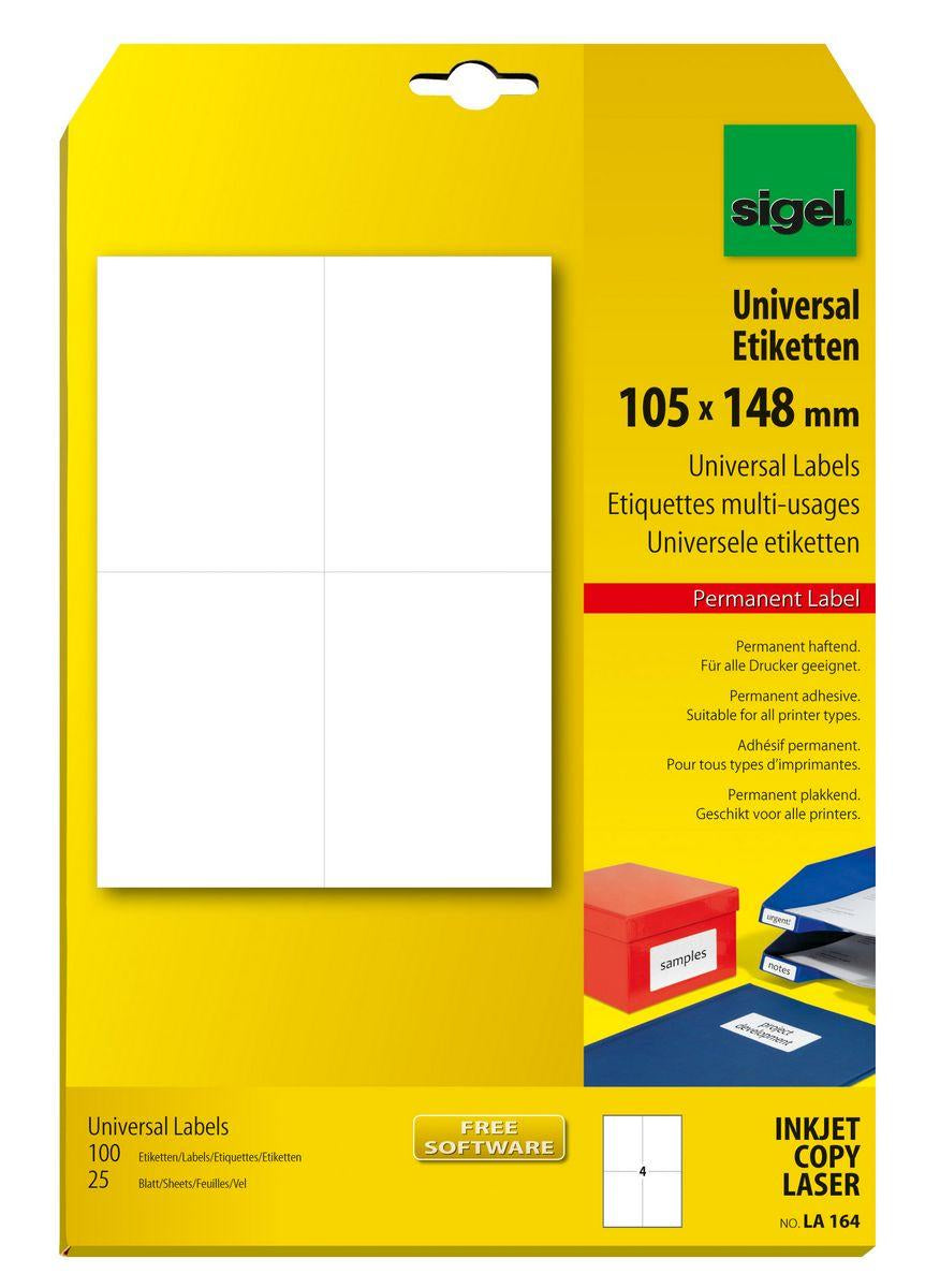 Sigel Schuletiketten – 105 × 148 mm, 100 Stk, 25 Bogen, Papier, permanent haftend