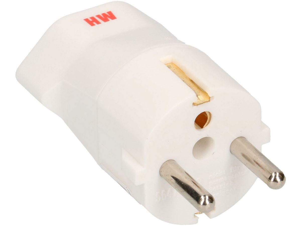 Max Hauri AG Max Hauri – Reiseadapter – von Typ F (Schuko) zu Schweiz (T23) – geerdet, bis 16 A – weiss