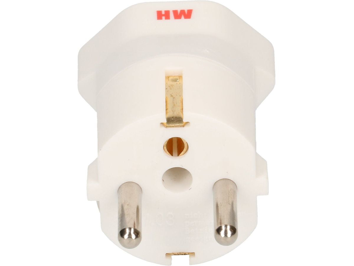 Max Hauri AG Max Hauri – Reiseadapter – von Typ F (Schuko) zu Schweiz (T23) – geerdet, bis 16 A – weiss