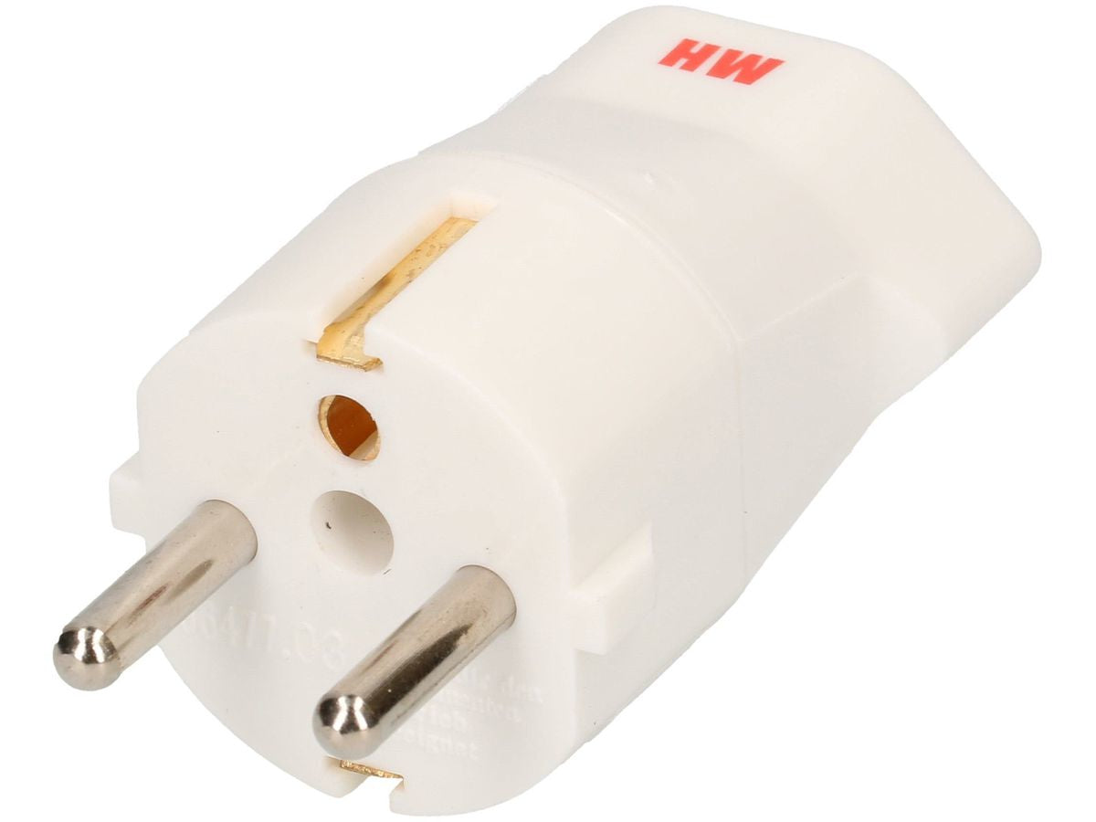 Max Hauri AG Max Hauri – Reiseadapter – von Typ F (Schuko) zu Schweiz (T23) – geerdet, bis 16 A – weiss