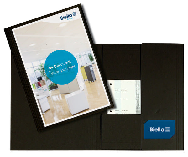 Biella Konferenzmappe – A4, Visitenkartenfach, Karton, Schwarz