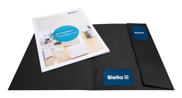 Biella Konferenzmappe – A4, mit Fronttasche, Karton, schwarz