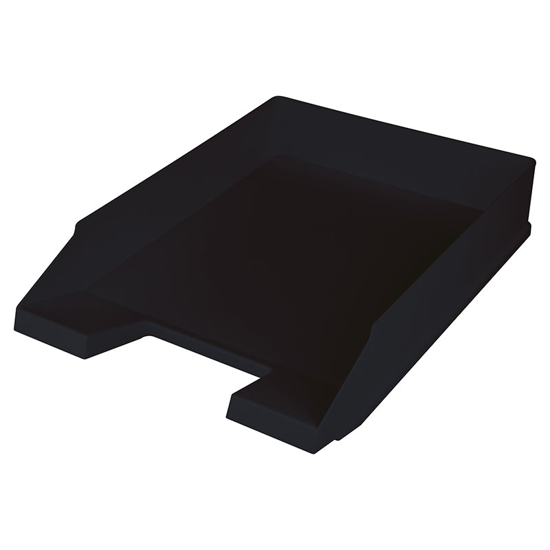 Helit Briefkorb – mit Griffausschnitt, mit Beschriftungsfeld, matt, schwarz, B 255 × H 67 × T 345 mm