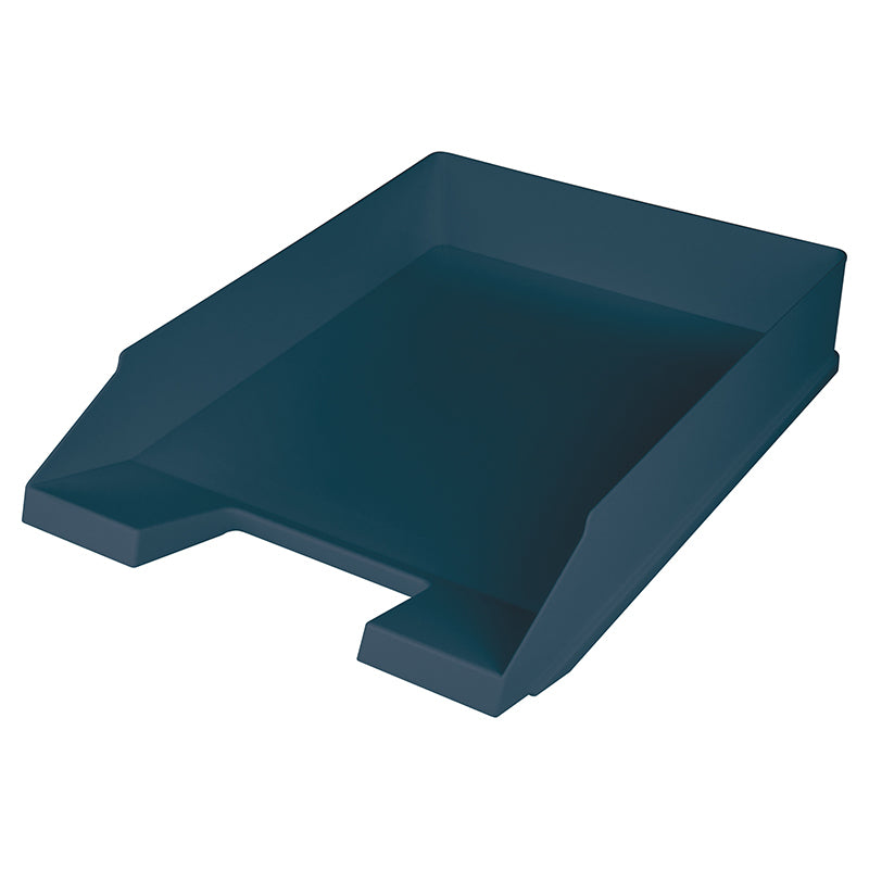 Helit Stapelbarer Briefkorb mit Griffausschnitt, Beschriftungsfeld, matt, blau, B 255 × H 67 × T 345 mm