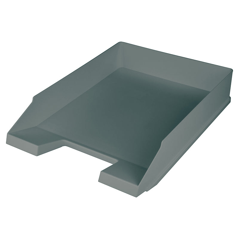 Helit Stapelbarer Briefkorb mit Griffausschnitt, Beschriftungsfeld, matt, grau, B 255 × H 67 × T 345 mm