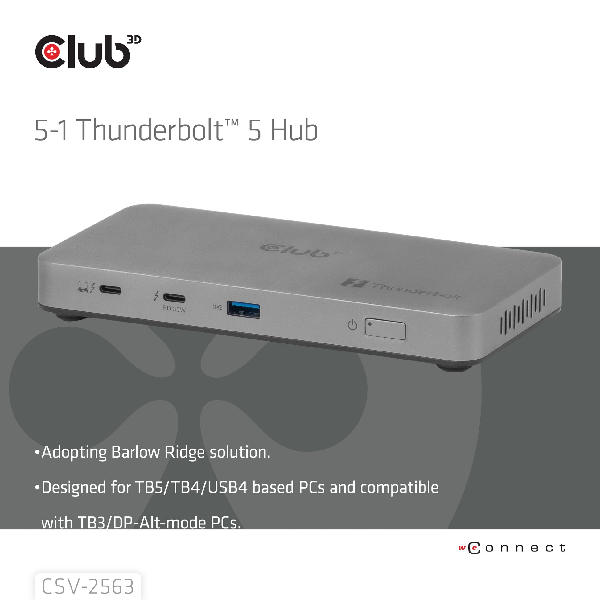 CLUB3D Club 3D Thunderbolt Hub – 3× Video (5K60Hz), 180 W PD, TB5 × 3, für Apple