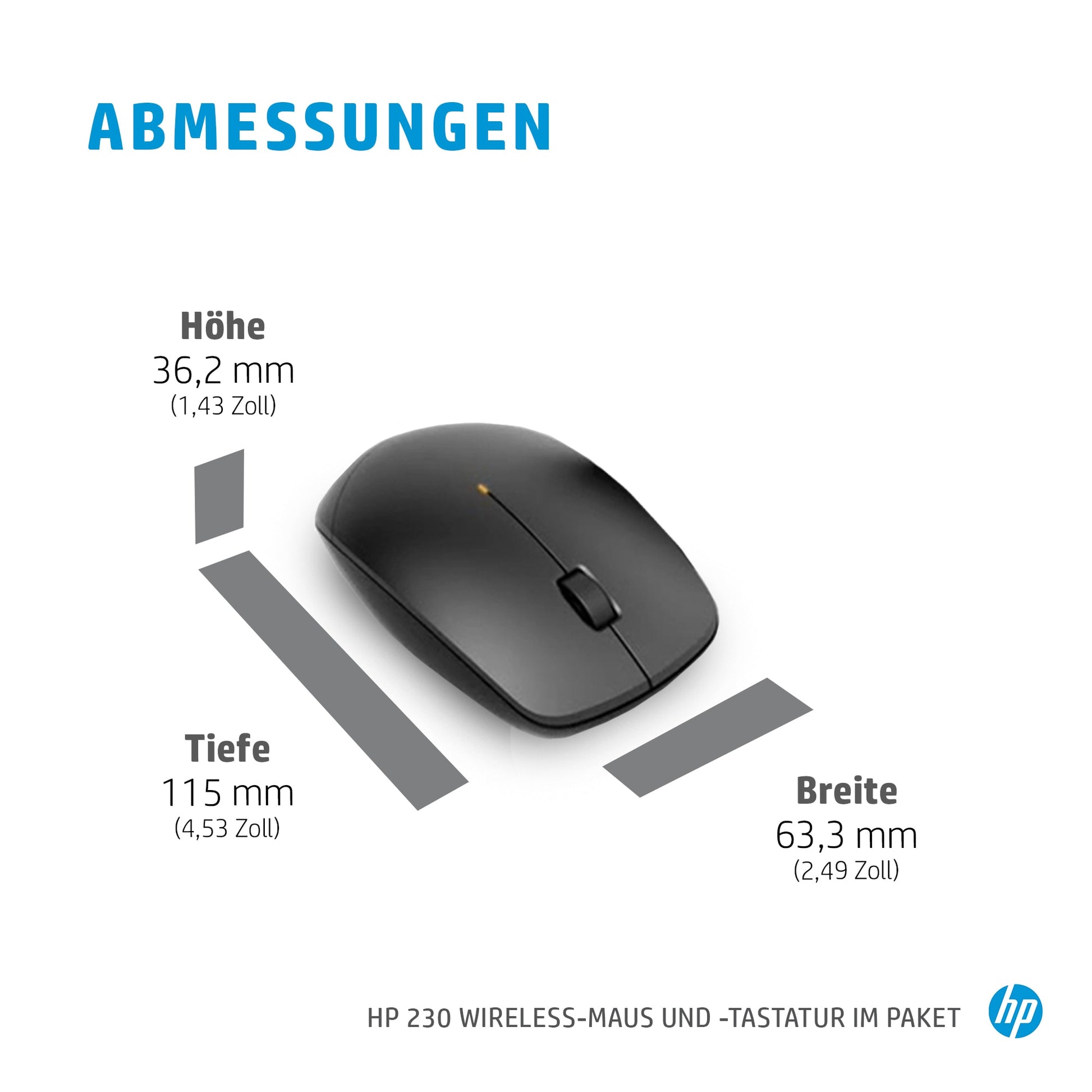 HP Tastatur-Maus-Set – Membran – 2,4 GHz – QWERTY – Schwarz