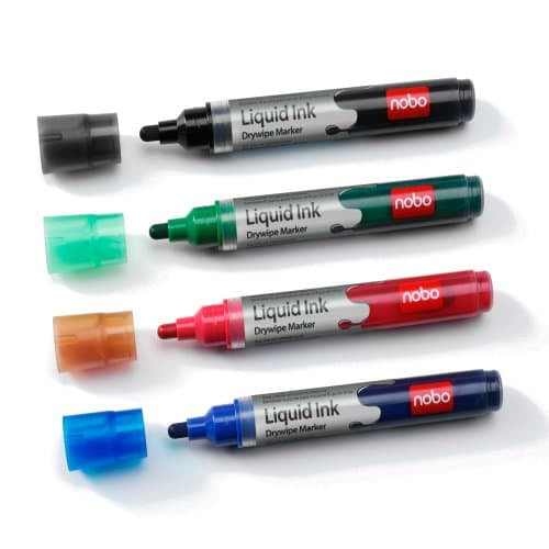 Nobo Whiteboard-Marker – 4 Farben, 4 Stück, trocken abwischbar – für Whiteboards/Flipcharts