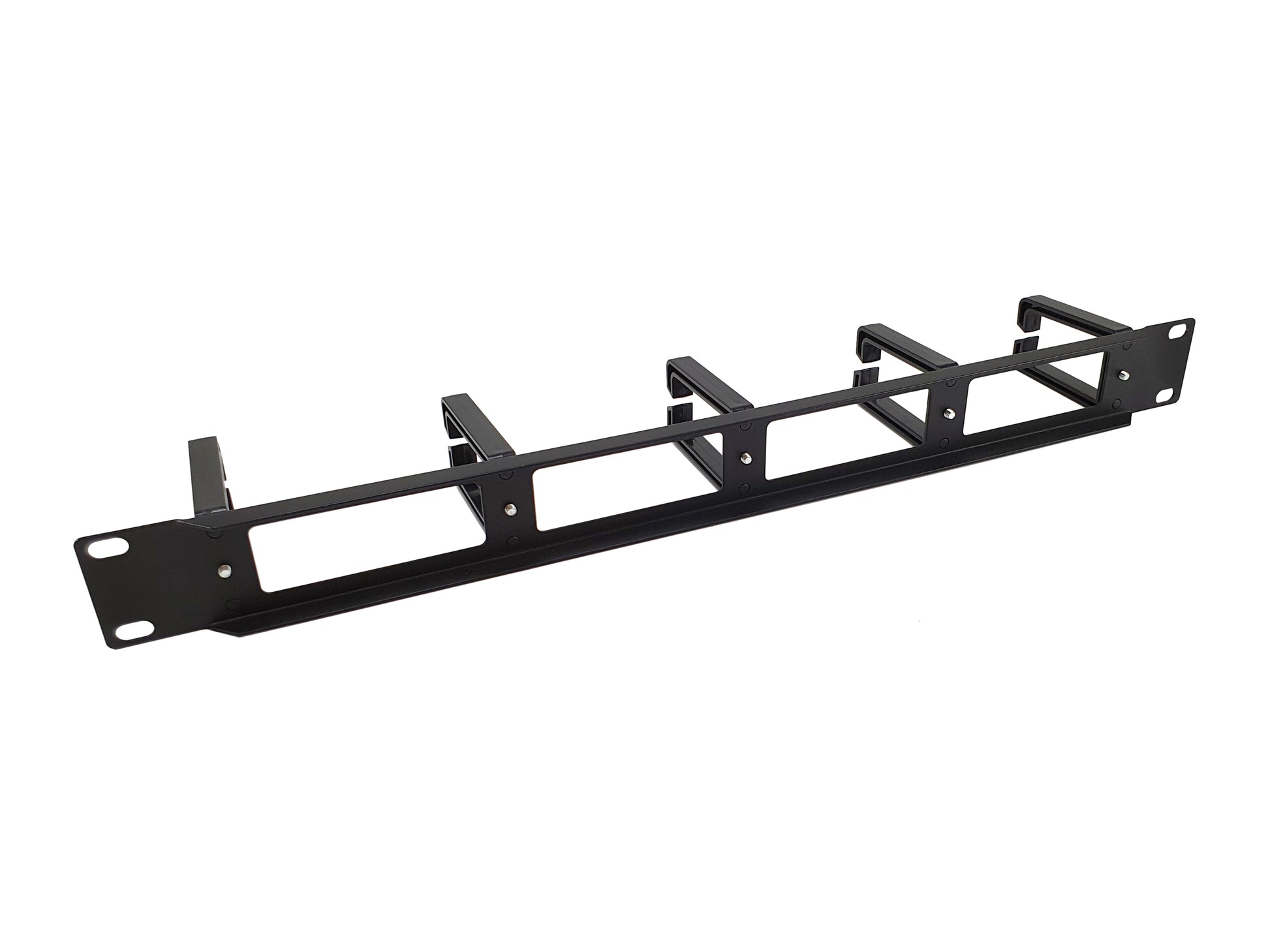 Equip 19" 1U Rangierpanel, Kunststoff/Stahl, 482,6×44,5×82 mm – Schwarz